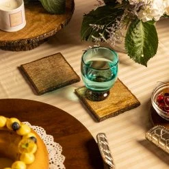 ELM & OAK Rustic Bark Coasters (Set Of 4)