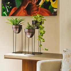 ELM & OAK Antique Copper Finish Planters (Set Of 3) Accessories