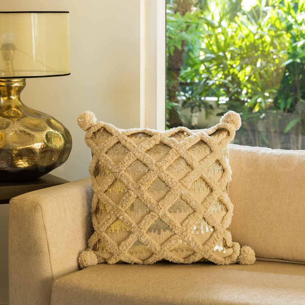 ELM AND OAK Antique Gold Foil Printed Cushion Textiles 1 ELM AND OAK Antique Gold Foil Printed Cushion Textiles