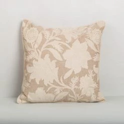 ELM AND OAK Textiles Antique White Embroidered Cushion