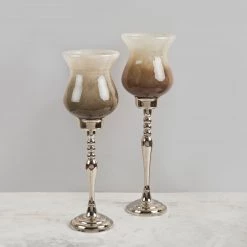 ELM & OAK Accessories Atrium Ombre Hurricanes- Pearl / Smoked Grey (Set Of 2)