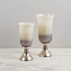 ELM & OAK Atrium Ombre Hurricanes- Smoked Grey/ Violet (Set Of 2)