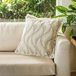 ELM AND OAK Beige Embroidered Cushion Textiles