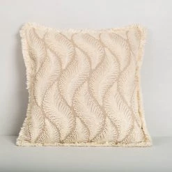 ELM AND OAK Beige Embroidered Cushion Textiles