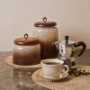 ELM & OAK Belgravia Glass Canisters- Pearl / Brown (Set Of 2) Accessories