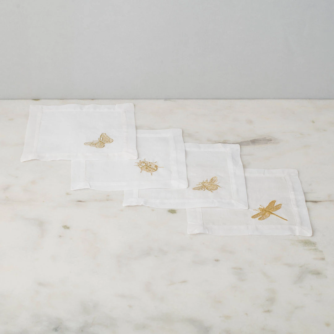 ELM & OAK Textiles Botanical Cocktail Napkins (Set Of 4) 2 ELM & OAK Textiles Botanical Cocktail Napkins (Set Of 4)