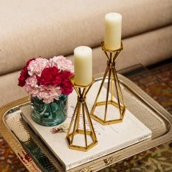 ELM AND OAK Brighton Pillar Candle Holder (Set Of 2)