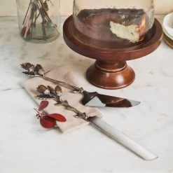 ELM AND OAK Chestnut Oak Cake Server (Set Of 2) Flatware
