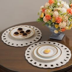 ELM & OAK Camellia Cream Beaded Placemat