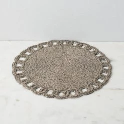 ELM & OAK Textiles Camellia Silver Beaded Placemat