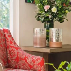 ELM & OAK Cecilia Blush Ombre Pillar Candle Holders (Set Of 2)