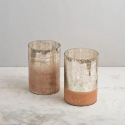 ELM & OAK Cecilia Blush Ombre Pillar Candle Holders (Set Of 2)
