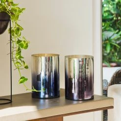 ELM & OAK Cecilia Dusk Ombre Pillar Candle Holders (Set Of 2)