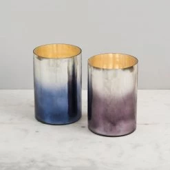 ELM & OAK Cecilia Dusk Ombre Pillar Candle Holders (Set Of 2)