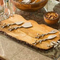 ELM AND OAK Flatware Rustic Bark Cheese Set (Set Of 4)
