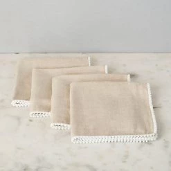 ELM & OAK Chloe Taupe Napkins (Set Of 4) Textiles