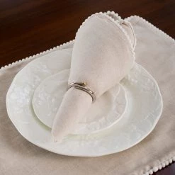 ELM & OAK Chloe Taupe Napkins (Set Of 4) Textiles