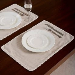 ELM & OAK Chloe Taupe Placemats (Set Of 4) Textiles