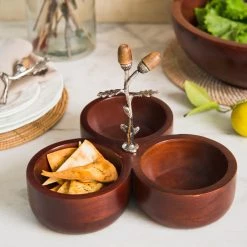 ELM AND OAK Table Top Chestnut Oak Condiment Bowls