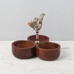 ELM AND OAK Chestnut Oak And Squirrel Condiment Bowl Table Top