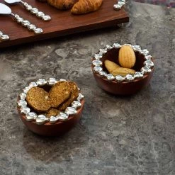 ELM AND OAK Silver Pebble Condiment Bowl (Set Of 2) Table Top