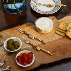 ELM AND OAK Flatware Gold Leaf Cocktail Forks (Set Of 4)