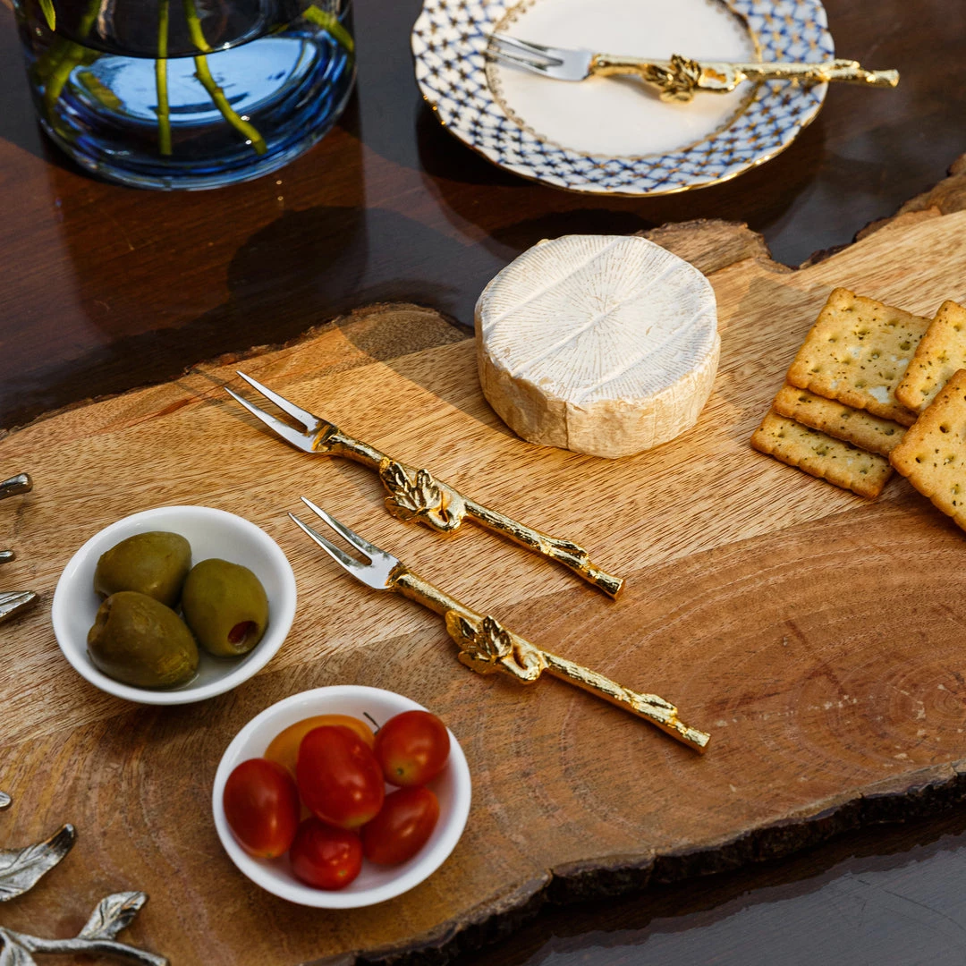 ELM AND OAK Flatware Gold Leaf Cocktail Forks (Set Of 4) 1 ELM AND OAK Flatware Gold Leaf Cocktail Forks (Set Of 4)