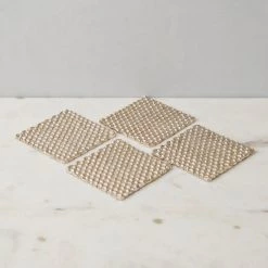 ELM & OAK Honeycomb Coasters Silver (Set Of 4)