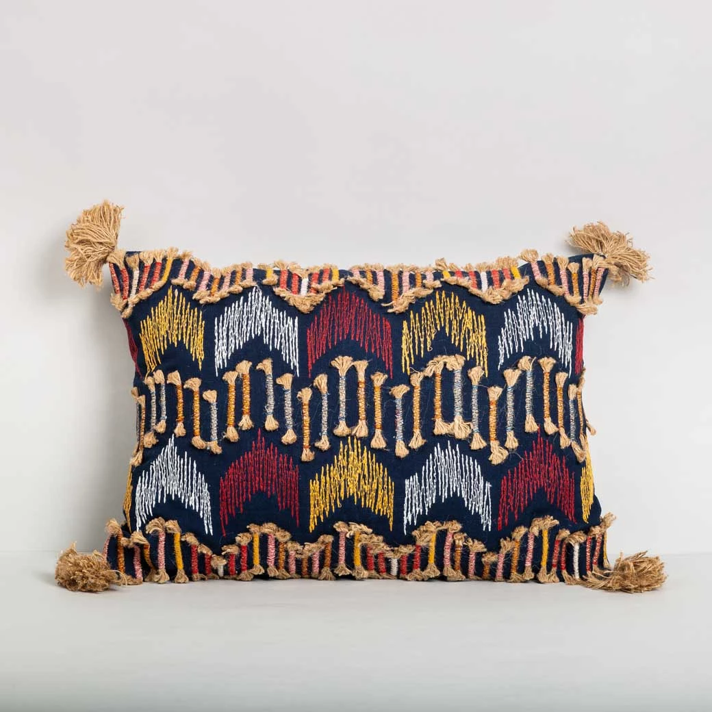 ELM AND OAK Textiles Mamounia Multi Embroidered Cushion 2 ELM AND OAK Textiles Mamounia Multi Embroidered Cushion