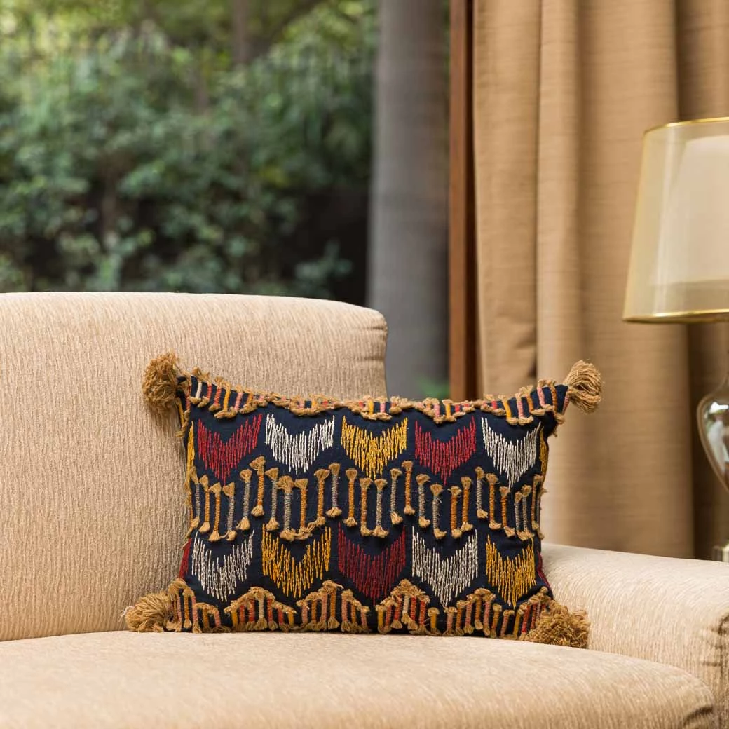 ELM AND OAK Textiles Mamounia Multi Embroidered Cushion 1 ELM AND OAK Textiles Mamounia Multi Embroidered Cushion