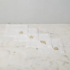 ELM & OAK Textiles Marine Cocktail Napkins (Set Of 4)