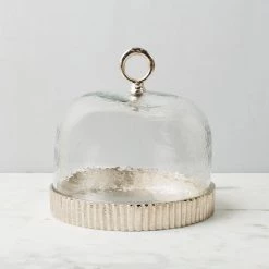 ELM & OAK Table Top Murano Glass Cloche Nickel (Large)