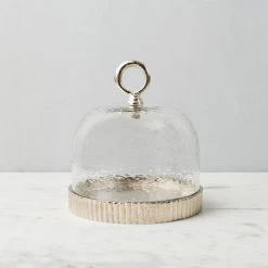 ELM & OAK Murano Glass Cloche Nickel (Small) Table Top