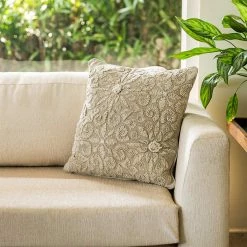 ELM AND OAK Pale Oak Embroidered Cushion