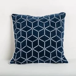 ELM AND OAK Textiles Patriot Blue Embroidered Cushion