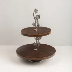 ELM AND OAK Table Top Grape Wine Two-tiered Cake Stand