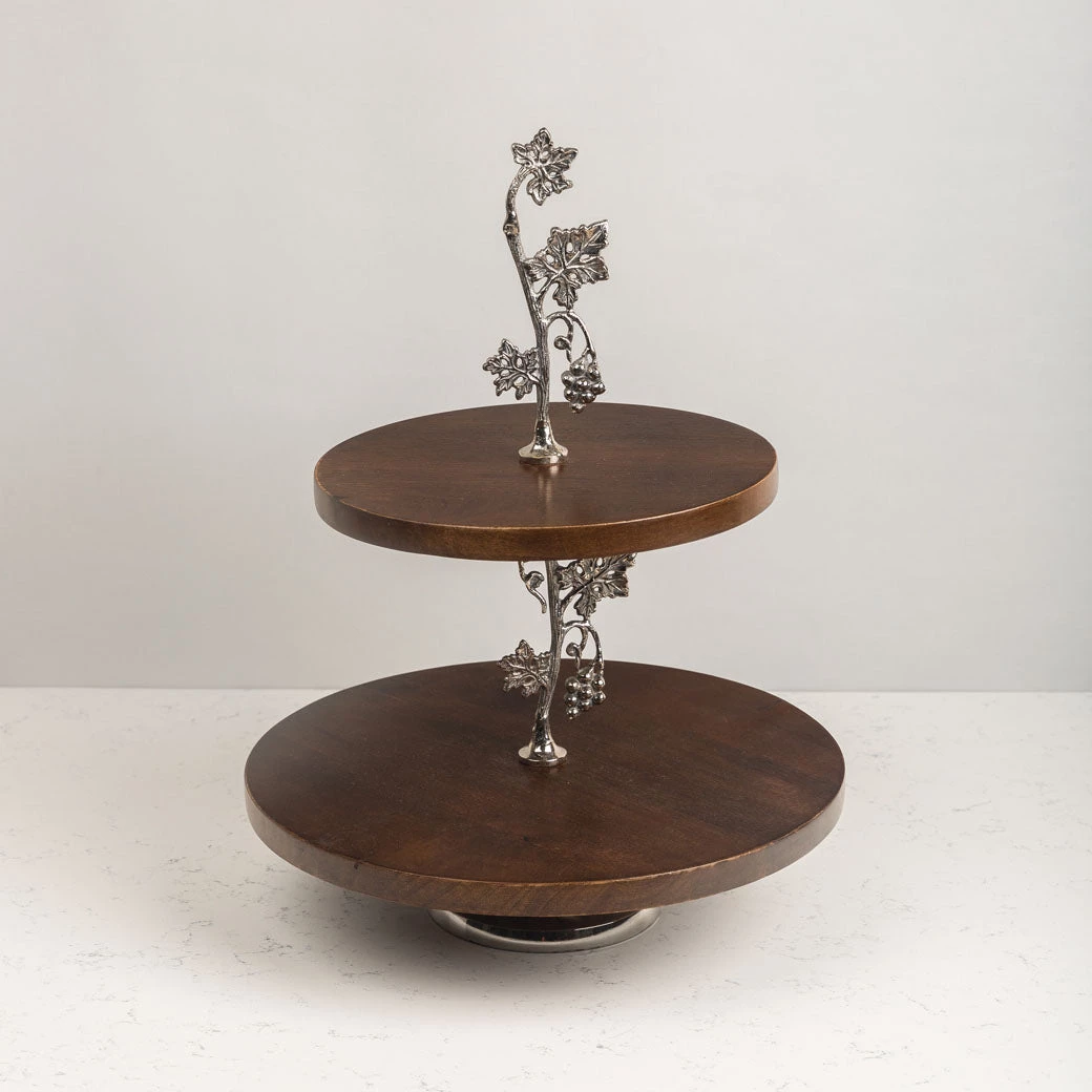 ELM AND OAK Table Top Grape Wine Two-tiered Cake Stand 2 ELM AND OAK Table Top Grape Wine Two-tiered Cake Stand