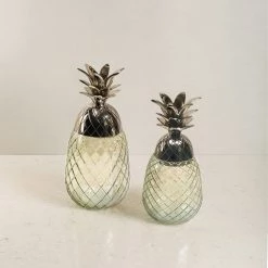 ELM AND OAK Malibu Pineapple Jar Green (Set Of 2)