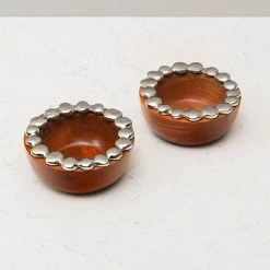 ELM AND OAK Silver Pebble Condiment Bowl (Set Of 2) Table Top