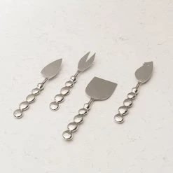ELM AND OAK Silver Pebble Cheese Set (Set Of 4) Flatware