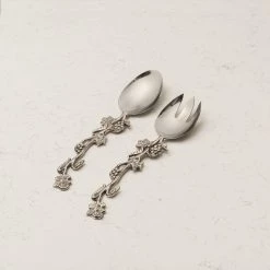 ELM AND OAK Grape Wine Salad Servers (Set Of 2) Flatware