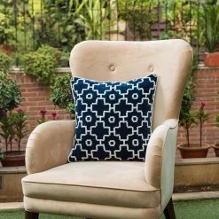 ELM AND OAK Sapphire Blue Beaded Cushion Textiles