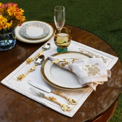 ELM AND OAK Gold Leaf Cutlery Set (Set Of 4) Flatware