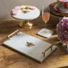 ELM & OAK Honeybee Marble Inlay Tray Table Top