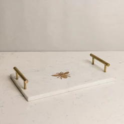 ELM & OAK Honeybee Marble Inlay Tray Table Top