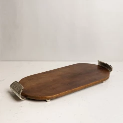 ELM & OAK Embossed Honeybee Wooden Oval Tray
