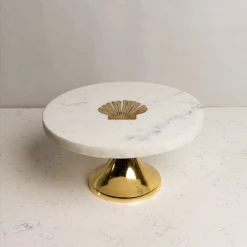 ELM & OAK Shell Marble Inlay Cake Stand