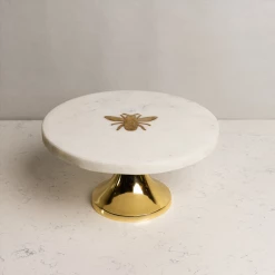 ELM & OAK Table Top Honeybee Marble Inlay Cake Stand