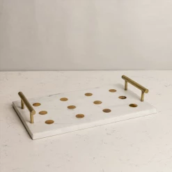 ELM & OAK Table Top Polka Dot Marble Inlay Tray
