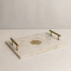 ELM & OAK Shell Marble Inlay Tray Table Top